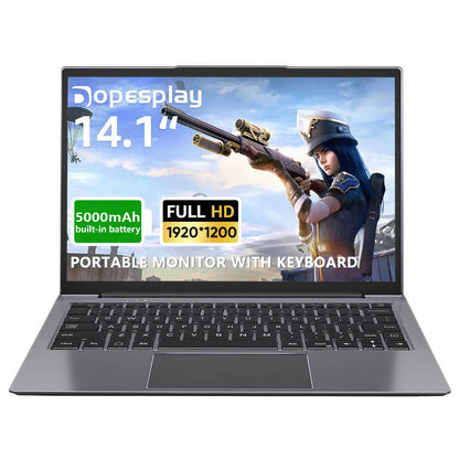 Dopesplay 14.1 inch Portable Lapdock Monitors with Keyboard HDR 1200P IPS External Screen Extender For Samsung Steam Deck Laptop
