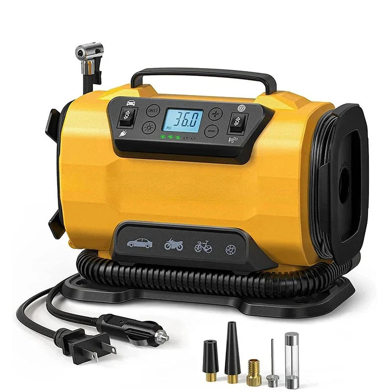 110V-230V AC/DC Dual Power Portable Inflation Pump Car Air Compressor for Home Auto Dual Inflatable Boat Bicycle Tire Inflator