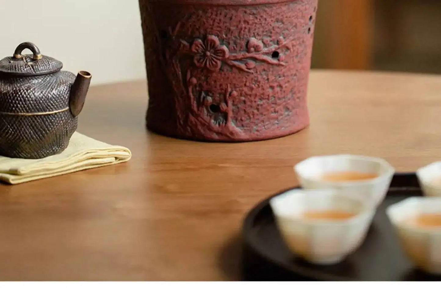 Antique Dunhuang Charcoal Tea Fire Stove Japanese Coarse Pottery Cooking Teapot Water Boiling Pottery Kettle Fire Warmer Wine