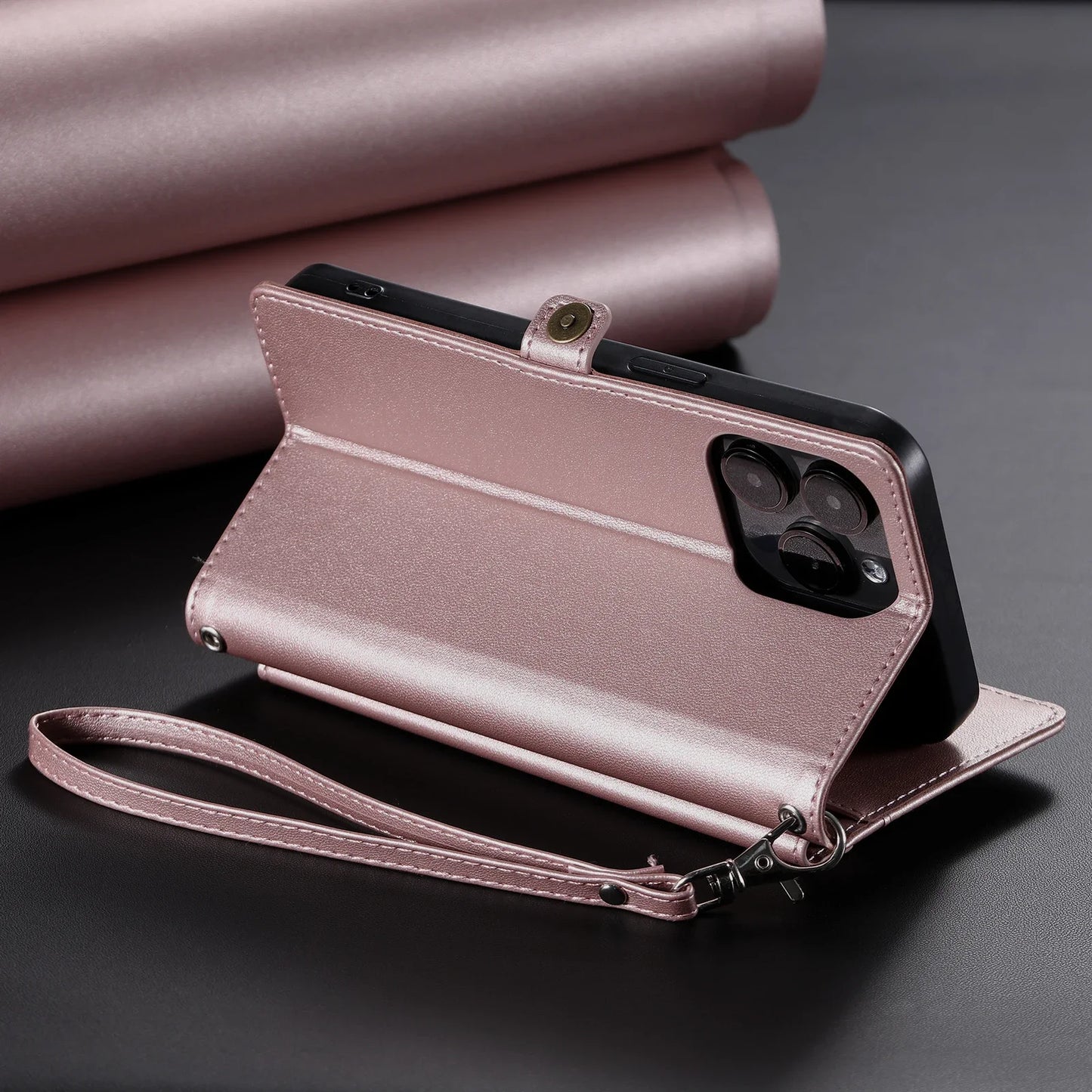 Crossbody Leather Wallet Case For iPhone17 16 Pro Air 16E 15 14 13 12 11 Pro Max XS XR SE 8 7 Card Solt Pocket Shoulder Cover