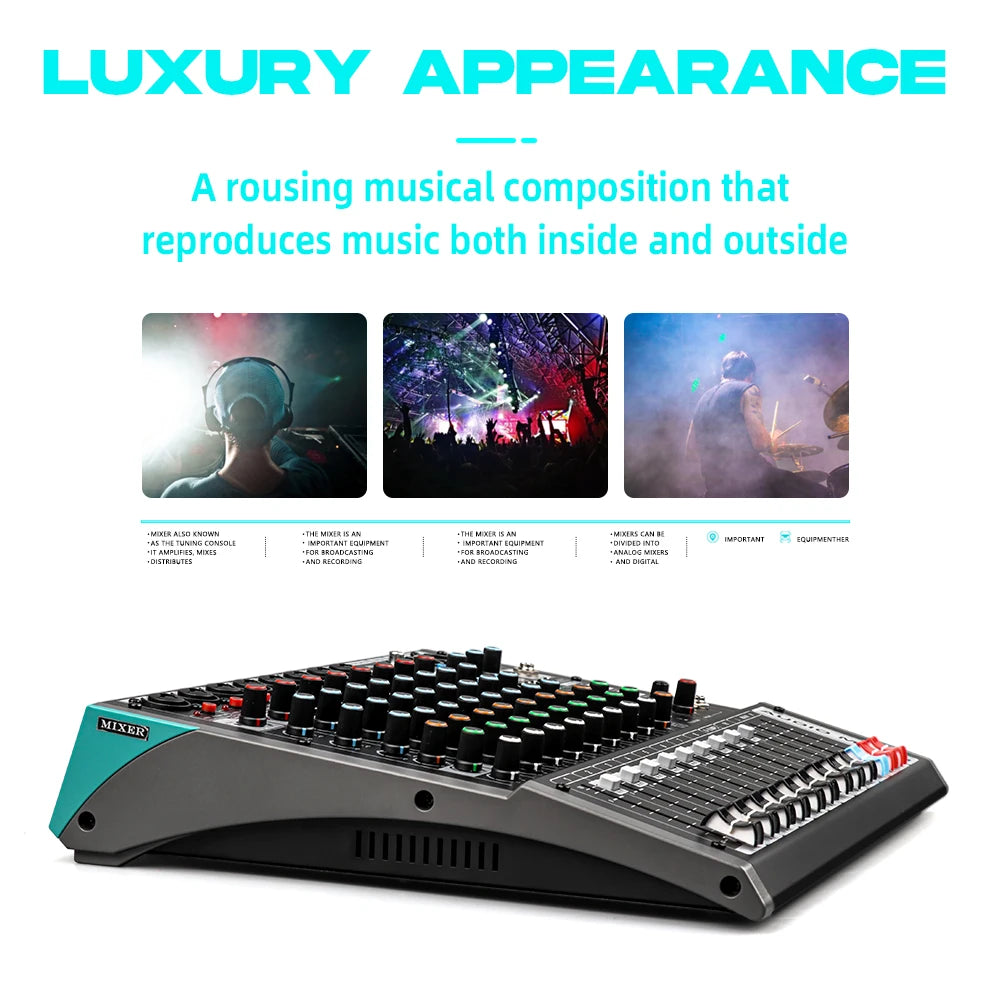 TKLBLS L12 mixer Professional 12 channel USB DJ PC 99 DSP effect  Bluetooth 48V party performance