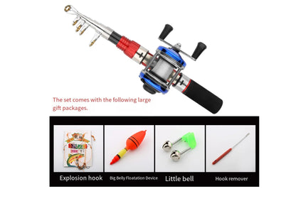 1.15m Portable Mini Telescopic Short Spinning Fishing Pole Pocket Travel Fishing Rod For Saltwater Freshwater Fishing Accessorie