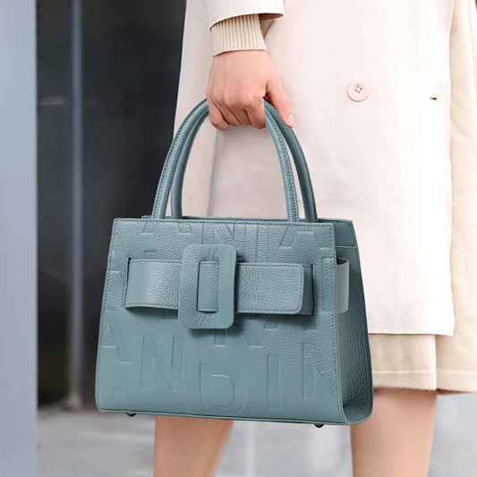 Genuine Leather Letter Bag for Women, Handbag and Crossbody Bag, 2025 New Trendy Women's Bag, Elegant and High-End Motorcycle Bag