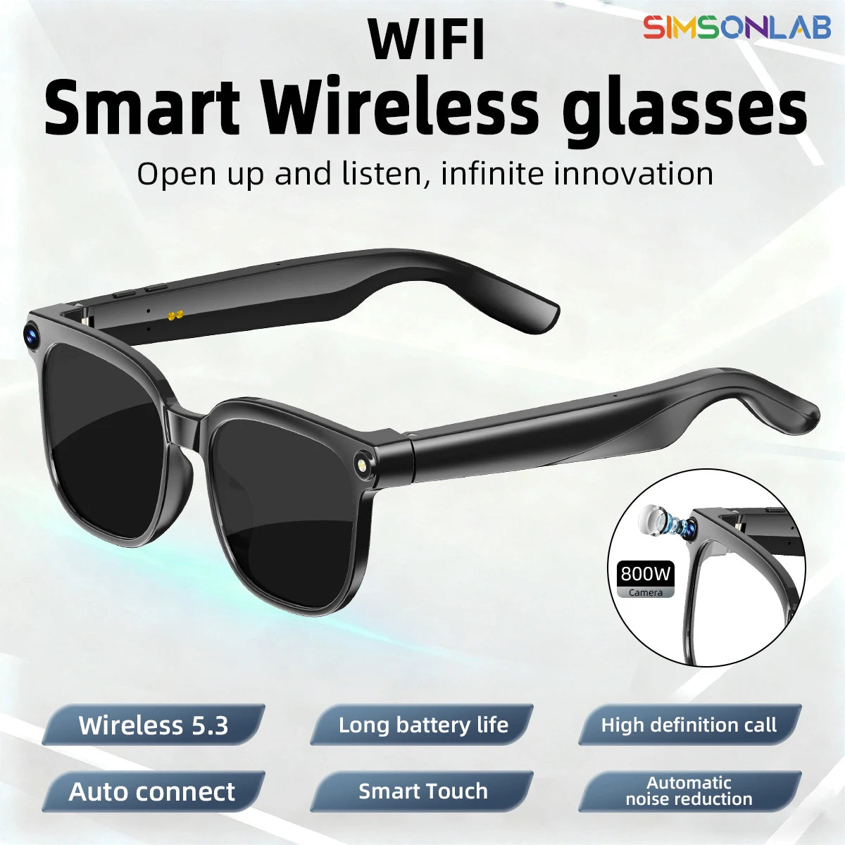 AI Smart Glasses 8MP Camera Video Recording ChatGPT Music Play Headphone Bluetooth Men Women Gifts Fashionable Glasses  2025