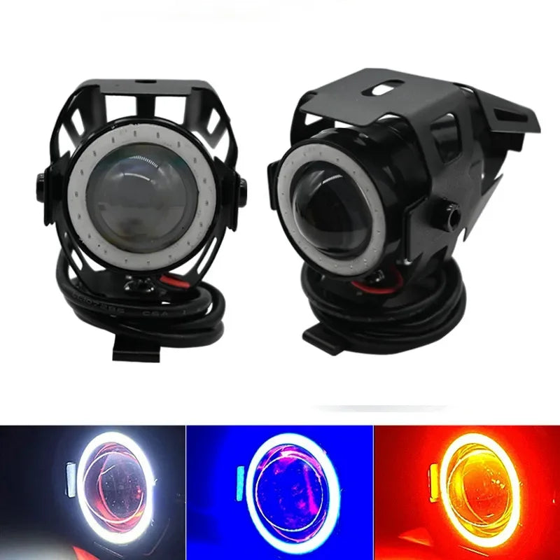 Super Bright Mini LED Motorcycle Headlight Work Light Angel Eye Headlamp Fog Spotlights Driving Lamp with ON/OFF Switch