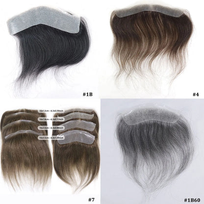 Men Toupee For Forehead 0.06mm Ultra Thin Skin #4 Brown Front Hairline Patch For Male Human Hair Wig Capillary Prosthesis Peruk