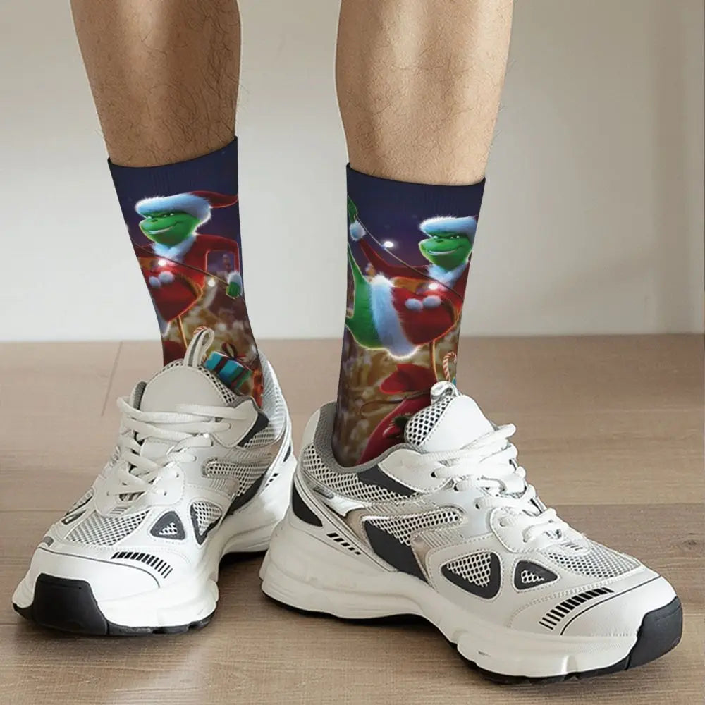 Cartoon Grinchh Xmas Socks Men's Women's Funny Happy Christmas Socks Hip Hop Spring Summer Autumn Winter Socks Gift