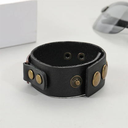 2025 Jewelry Handmade Weave Genuine Leather Bracelet Men Vintage Cuff Wide Leather Bracelet Pulsera Hombre
