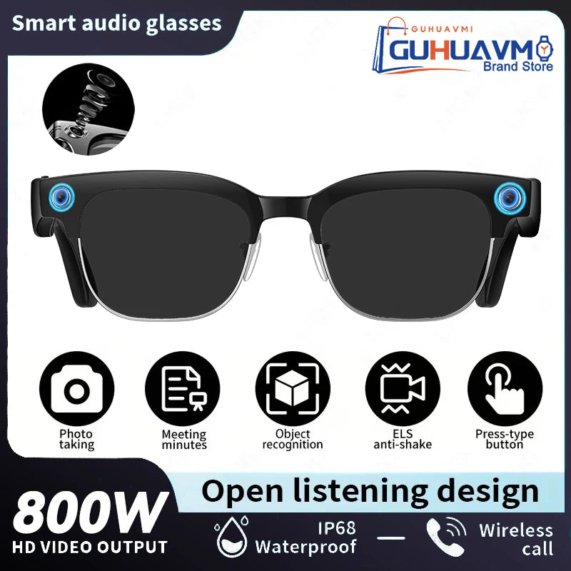 New 4k HD 800W Camera Smart Glasses Men 100+Language Translation 1080P shoot Video WIFI Transmission Music Player Call Glasses