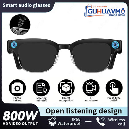 New 4k HD 800W Camera Smart Glasses Men 100+Language Translation 1080P shoot Video WIFI Transmission Music Player Call Glasses