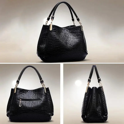 Women's Bag Large Capacity Tote Daily Commute Women's Shoulder Bag Crocodile Print Bright Face Handbag Shopping Women's Handbags