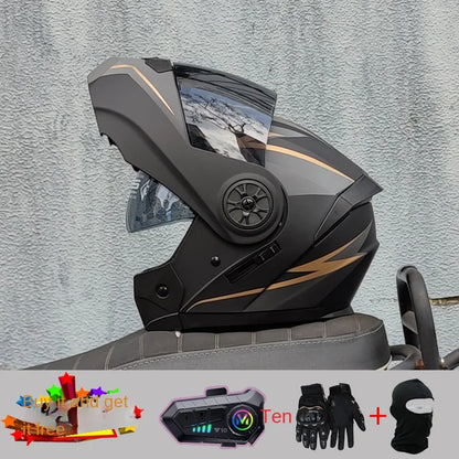 ORZ new motorcycle helmet with dual sunshades full face racing Bluetooth modular flip helmet for men and women DOT approval