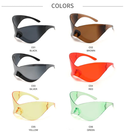 Protective Glasses New Oversized Y2K Punk Rimless Sunglasses Women Men Brand Designer Hip Hop Sport One Piece Sun Glasses Shades