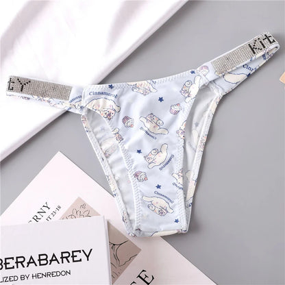 Sexy Thong Hello Kitty Panties Kawaii Cute Cartoon Underwear Women Ice Silk Briefs Girl Gift Underpants