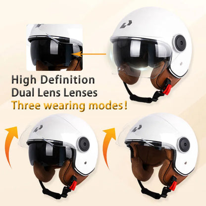 UCHOOSE 3/4 Open Face Motorcycle Helmets With For Men Women Vintage  Moto Bike Cascos Scooter Protective helmets