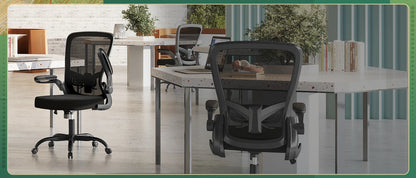 Ergonomic Mesh Office Desk Chair with Footrest, Comfrotable Big and Tall Reclining Computer Chair with Adjustable Lumbar