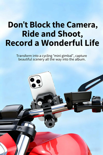 Motorcycle Riding Shock-Absorbing Phone Holder Adjustable Anti-Theft Quick Release Navigation Bracket with Mountain/Road Bicycle