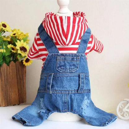 Dog Denim Overalls Puppy Jean Small Dog Costumes Pet Jean Jumpsuit Shirts Pants One-piece Outfits for Small medium Dogs