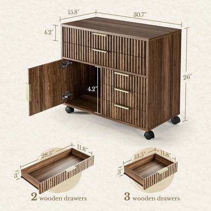 Home Office Furniture Set, 48 x 24 Electric Standing Desk and File Cabinet with 5 Drawes,1.18" Thickness, Customized