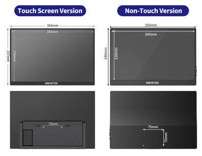 HGFRTEE 16inch Touch Portable Monitor 100%sRGB 350Cd/m² External Second Display For Laptop Screen,Touch/no Touch optional