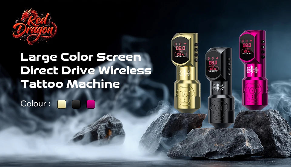 DM New Red-Dragon Wireless Tattoo Machine LED LargeScreen Customized Motor Wireless Tattoo Power Tattoo Gun For Permanent Makeup