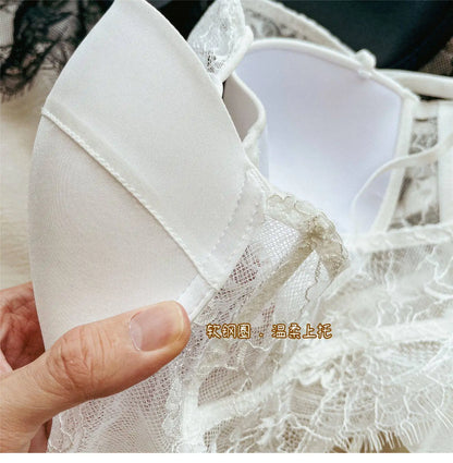 Women Lace Push Up Bra Wireless Thin Cotton Underwire Shaping Bras Anti Sagging Bralette 2 Piece Panty Set Sexy Lingerie S-XL