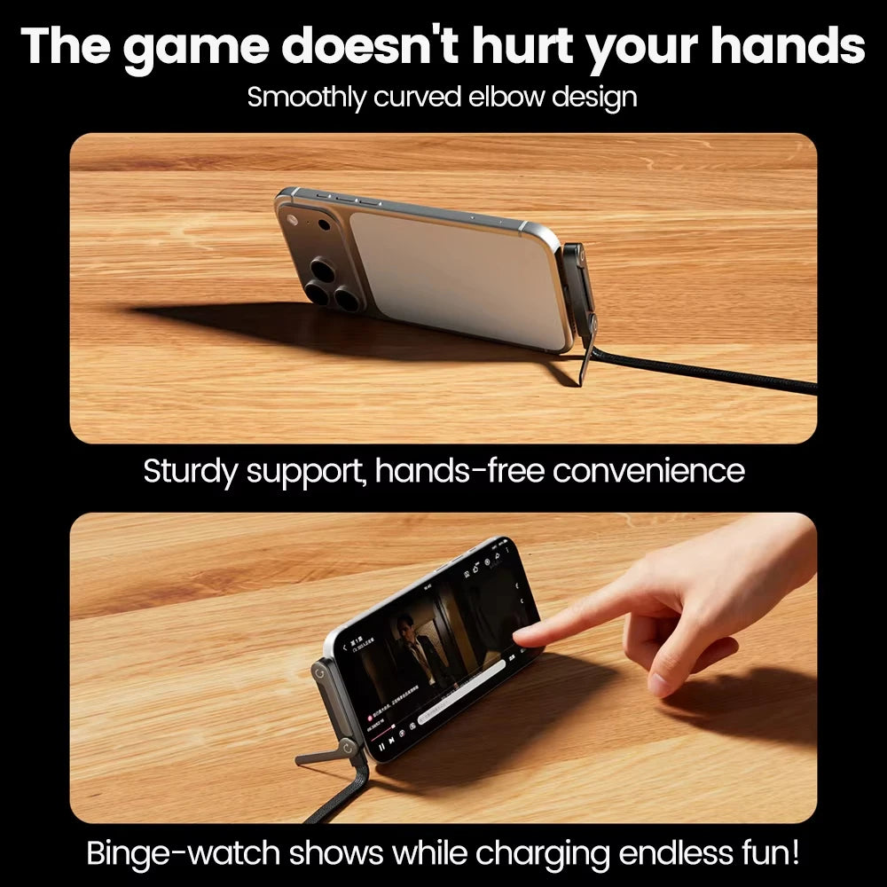 NNBILI 1/3Pcs 2-IN-1 Type-C Cable Foldable Mobile Phone Holder 240W Fast Charging Data Cable Multifunction Phone Charge Bracket