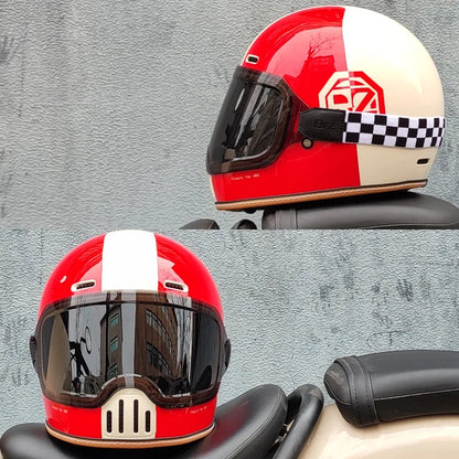ORZ Retro Full Helmet Motorcycle Motorcycle Helmet Four Seasons Couple Street Bike Helmet Riding