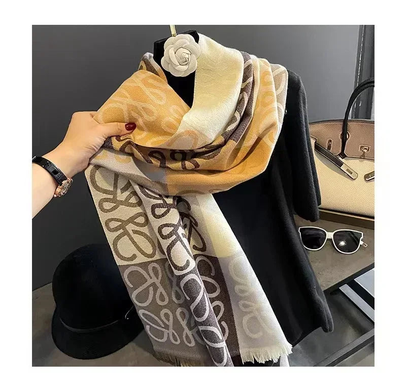 New Korean Version of The Fashion Hair Scarf Senior Sense Office Thick Warm Shawl for Both Casual and Versatile Bib