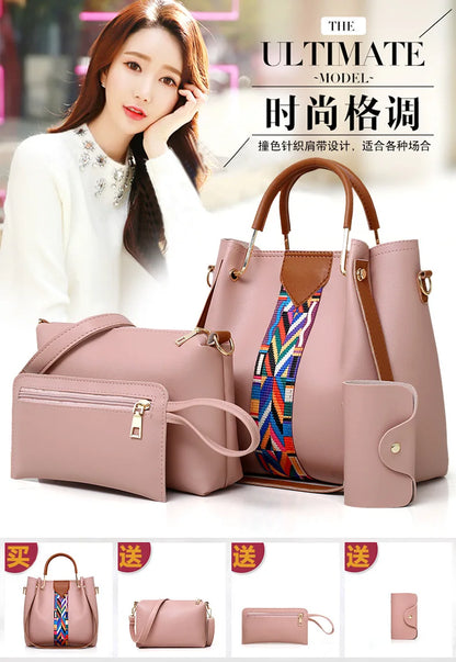 Fashionable Women's Shoulder Bag Hot Sale Of The Season New Style Mother-Child Multi-piece Set Colorful Ribbon Ladies Handbag Si