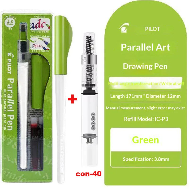 Original PILOT FP3-15-SS Parallel Pen Multi Sizes Flat Tip Calligraphy Fountain Pen Practice Gothic Italic Hand Lettering Suppli
