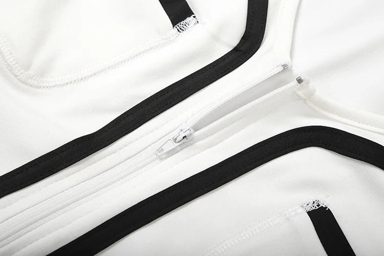 Joskaa 2025 Women's Patchwork Sporty 2 Piece Set Casual Full Sleeve Zip Crop Tops+Shorts Matching Tracksuits Y2k Streetwear