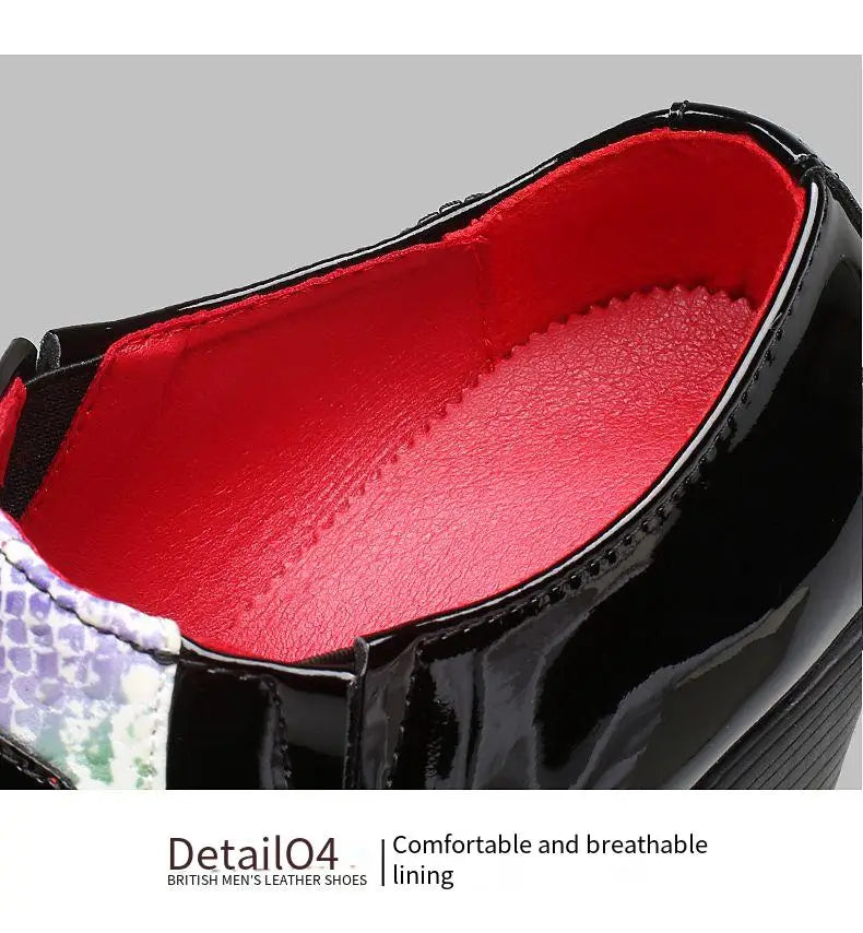 Black Pu Leather Business Dress High Heel Men's Shoes Pointed Toe Slip-on Elegant Party Wedding Shoes Thick Bottom Plus Size