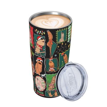Marcus The Worm Christmas Meme  Tumbler With Straw  Stainless Steel Travel Mugs Double Wall Vacuum Insulated