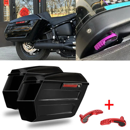 Motorcycle Hard Chopped Performance Saddlebag Bags&Carbon Fiber Latch Kit For Harley Touring Road King RG Street Glide 2014-2023