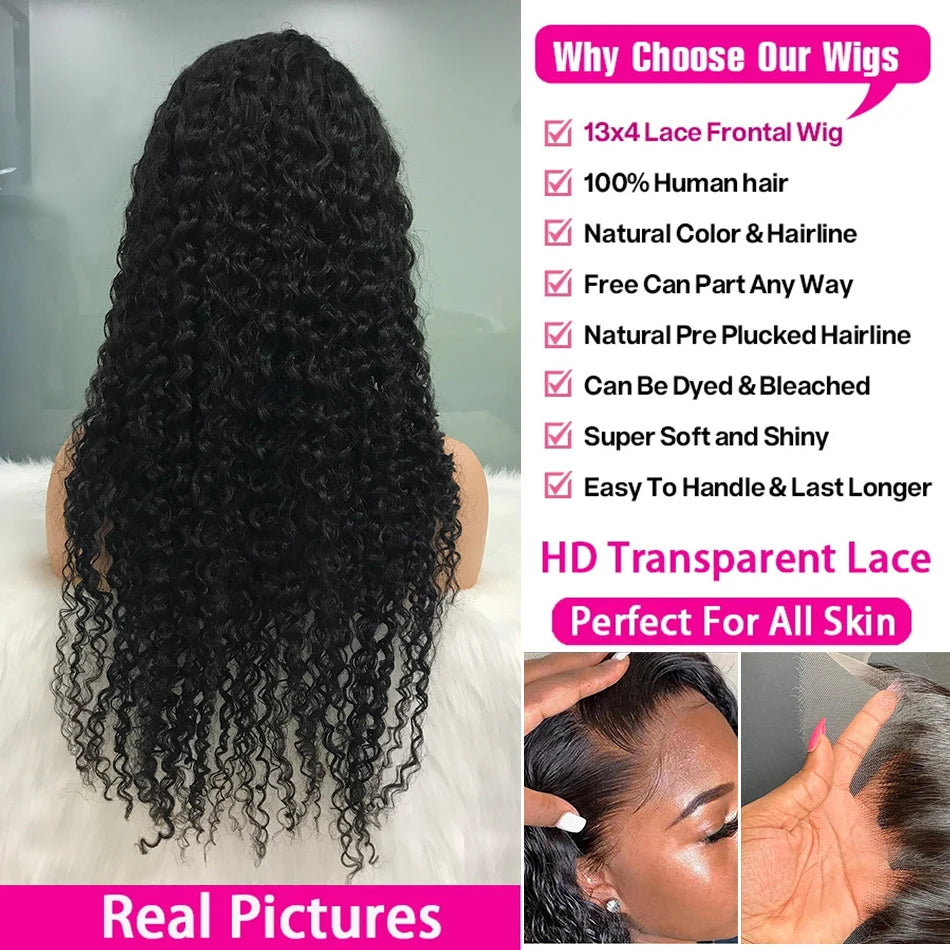 40 42 Inch Curly Wigs Deep Wave 13x4 13x6 Hd Lace Frontal Wigs Human Hair Water Wave 360 Lace Front Wig Remy Brazilian For Women