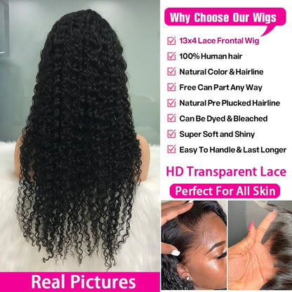 40 42 Inch Curly Wigs Deep Wave 13x4 13x6 Hd Lace Frontal Wigs Human Hair Water Wave 360 Lace Front Wig Remy Brazilian For Women