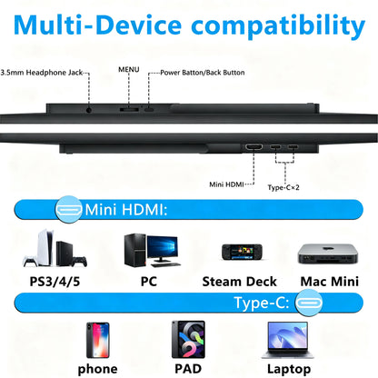14 Inch Touch Portable Monitor Carbon Fiber 1920×1200 16:10 60Hz IPS Screen Built-in Kickstand External Display For Laptop Phone