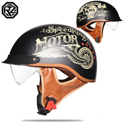 Retro helmet motorcycle helmet motorcycle half helmet four seasons summer wear endoscopic safety hat helmet cruise helmet Riding