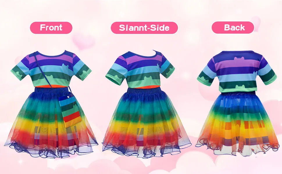 Summer Little Girls Dress Cats T-Shirt With Tutu Skirts For Children Birthday Party Cosplay Halloween Carnival Dress Up Costume