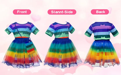 Summer Little Girls Dress Cats T-Shirt With Tutu Skirts For Children Birthday Party Cosplay Halloween Carnival Dress Up Costume