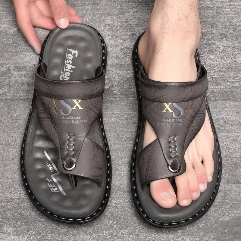 Sandals for Men High Quality Cow Leather Sandals Outdoor Casual Sport Sandals Anti Slip Beach Slippers for Men Summer Slippers