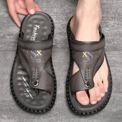 Sandals for Men High Quality Cow Leather Sandals Outdoor Casual Sport Sandals Anti Slip Beach Slippers for Men Summer Slippers