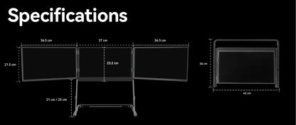 Sibolan 15.6 inch Three Screen Portable Monitor 60Hz 1080P 100% sRGB Metal Body HDMI USB-C Plug External Display For Win mac OS