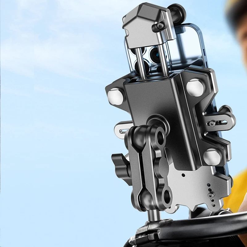 Alloy Shock-Absorbing Phone Holder for Motorcycle Bicycle Universal 360 Rotation Adjustment Mobile Phone Navigation Bracket