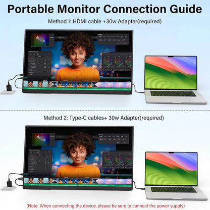 AHXJKA 24.5"Portable Gaming Monitor 2560x1440 HDR Large Display 178°Adjustable Stand Travel Second Screen For Laptop PS5 Switch