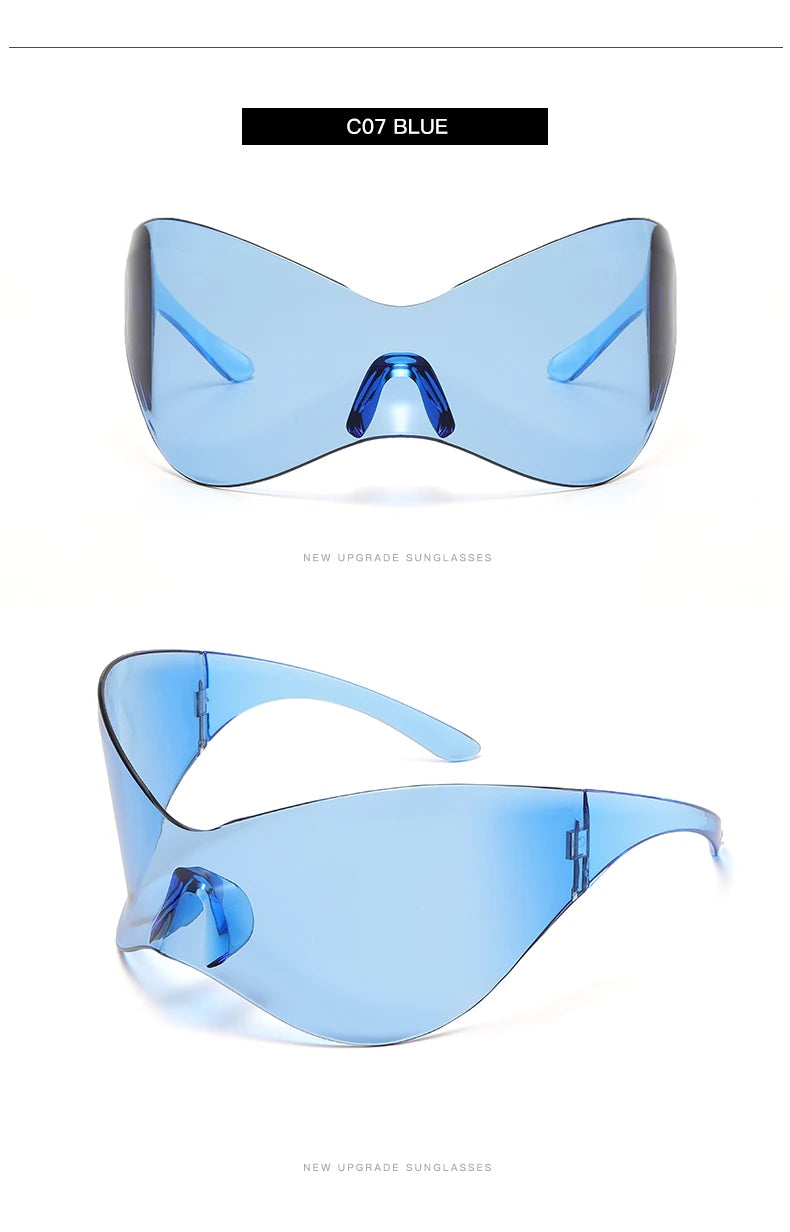Protective Glasses New Oversized Y2K Punk Rimless Sunglasses Women Men Brand Designer Hip Hop Sport One Piece Sun Glasses Shades