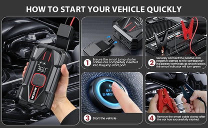 NEXPOW 3000A Car Jump Starter & Air Compressor - 12V 59.2Wh Portable Battery Booster with PD 30W Fast Charge, 150PSI Air Pump, S
