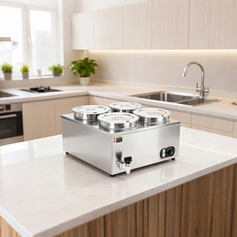 Commercial Soup Warmer Restaurant Kitchen Equipment Insulated Soup Kettle Buffet Food Warmer With 4Pots 7L For Catering 110/220V