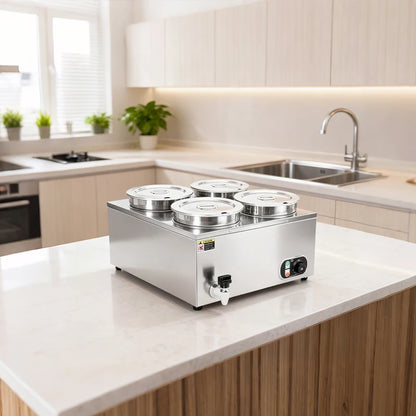 Commercial Soup Warmer Restaurant Kitchen Equipment Insulated Soup Kettle Buffet Food Warmer With 4Pots 7L For Catering 110/220V